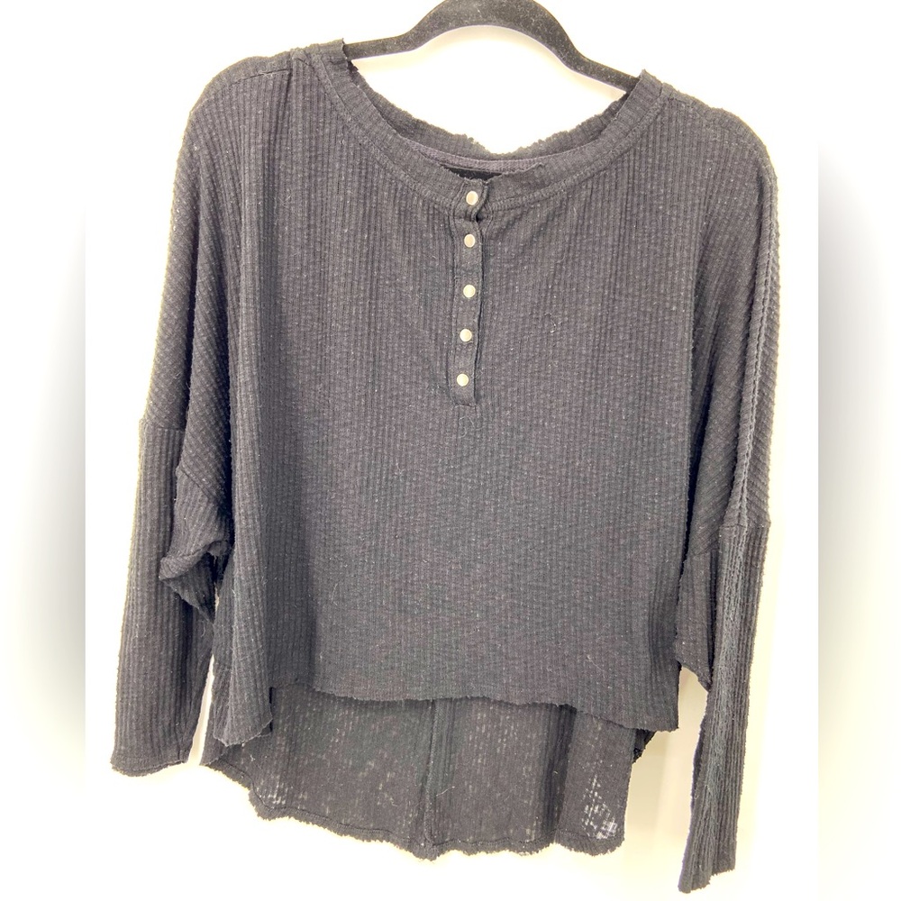 Urban Outfitters Long Sleeve Gray Textured Holland Henly Top Size Medium